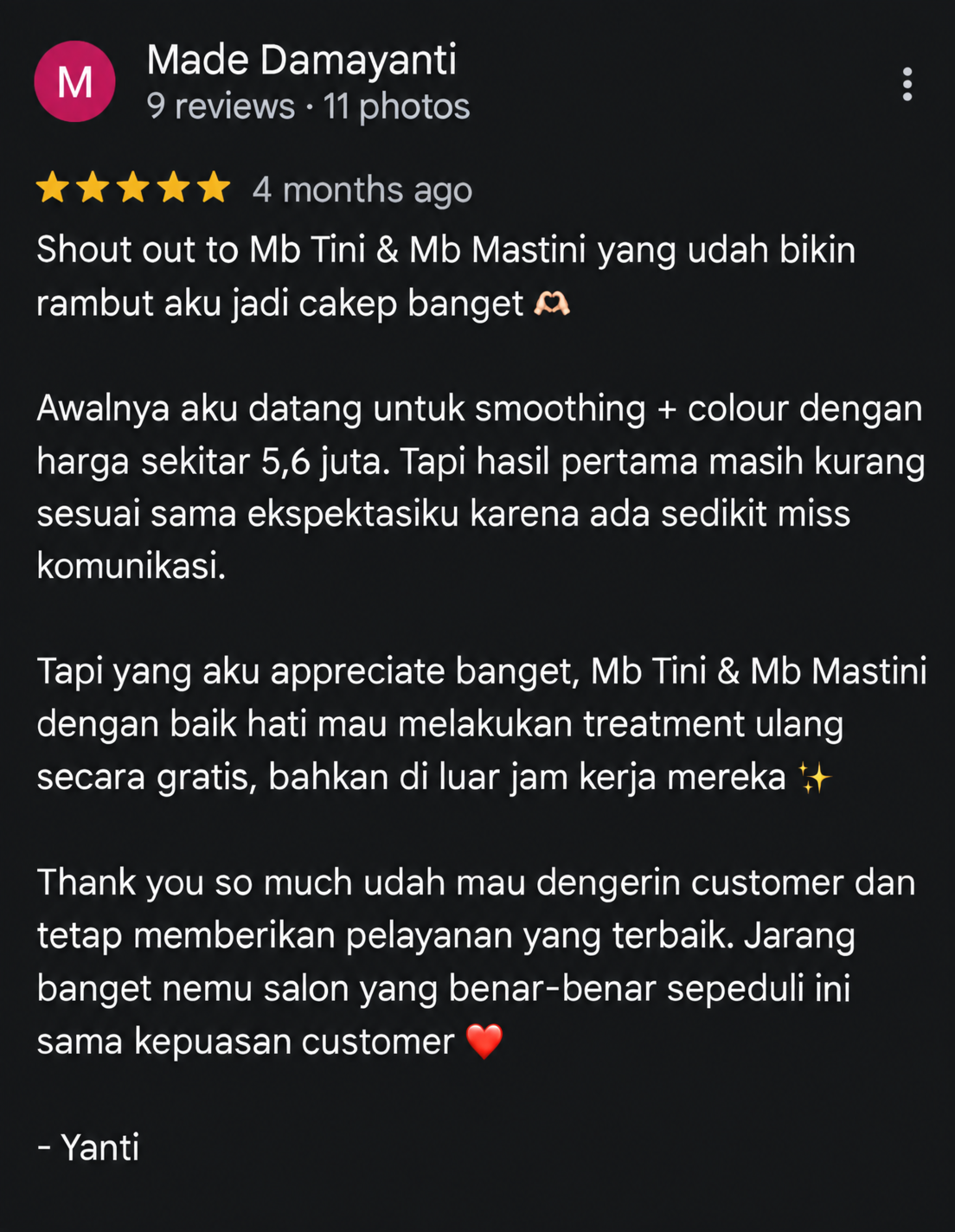 Dark-Mode Google Review Card